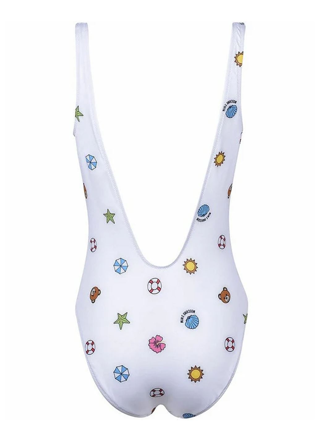 Суцільний білий купальник Moschino