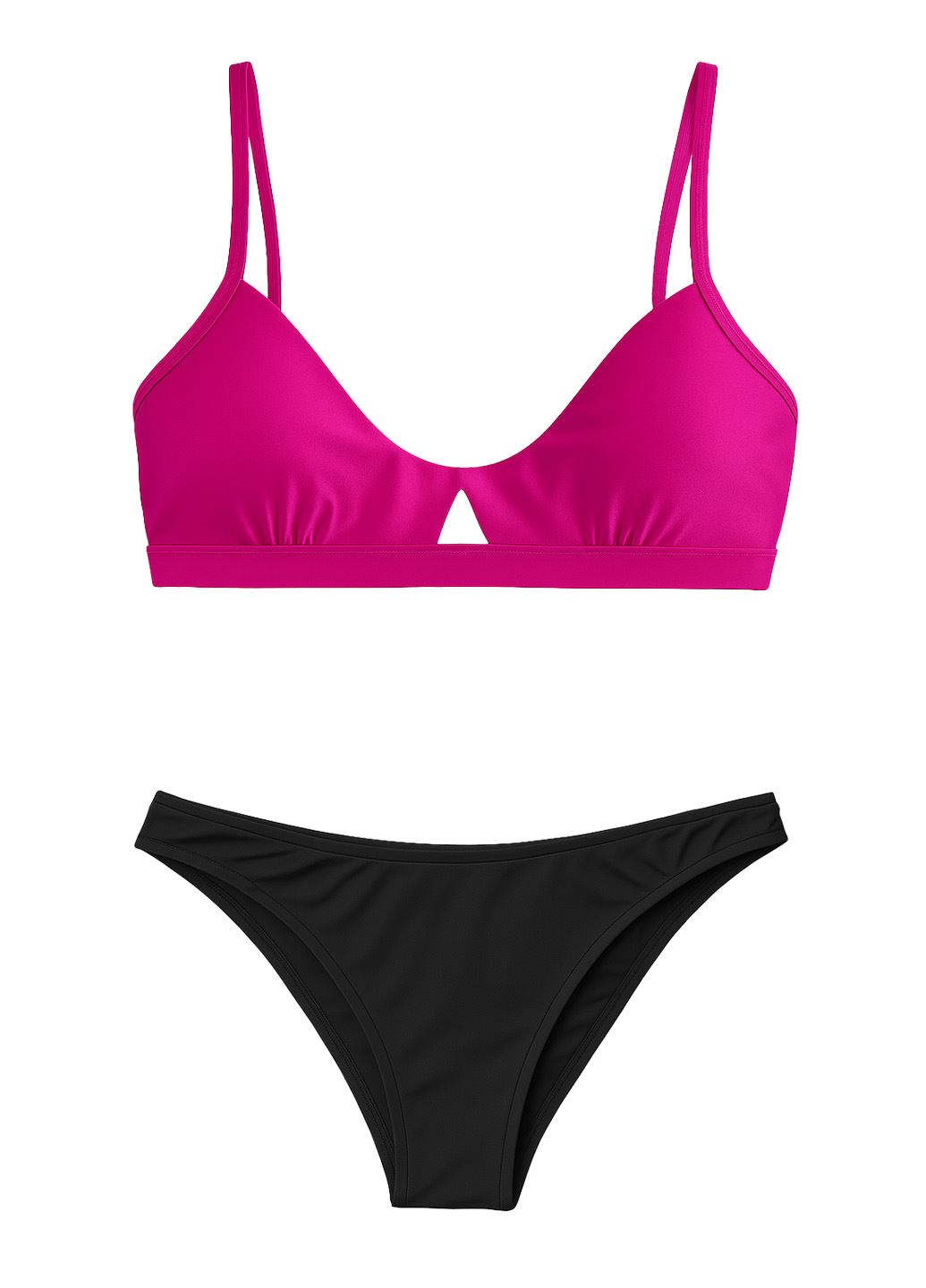 Женский купальник Seafolly раздельный фуксия с чёрным