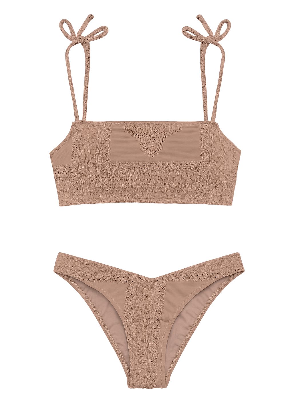 Раздельный пудровый купальник Seafolly с кружевом