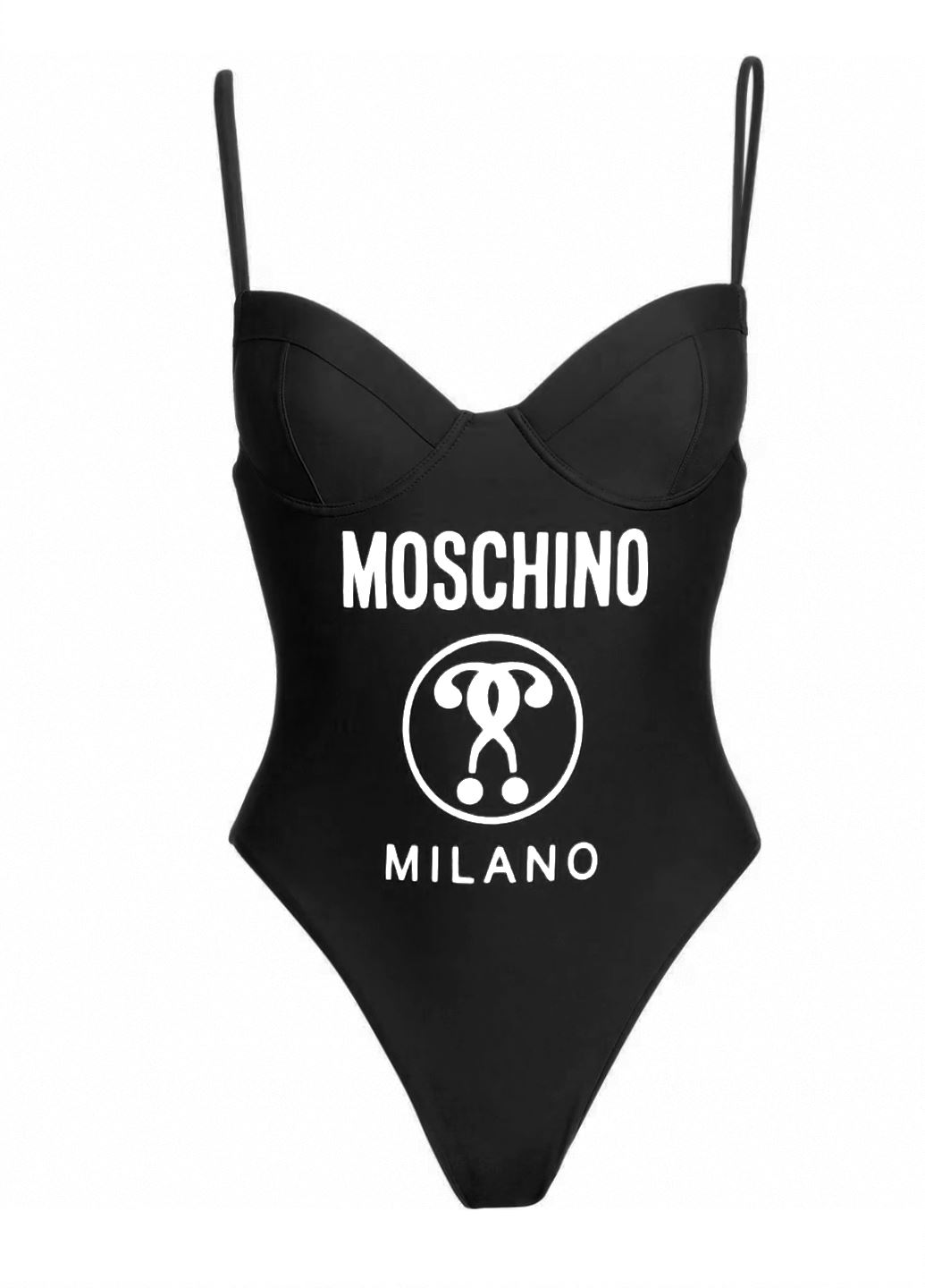Суцільний чорний купальник Moschino