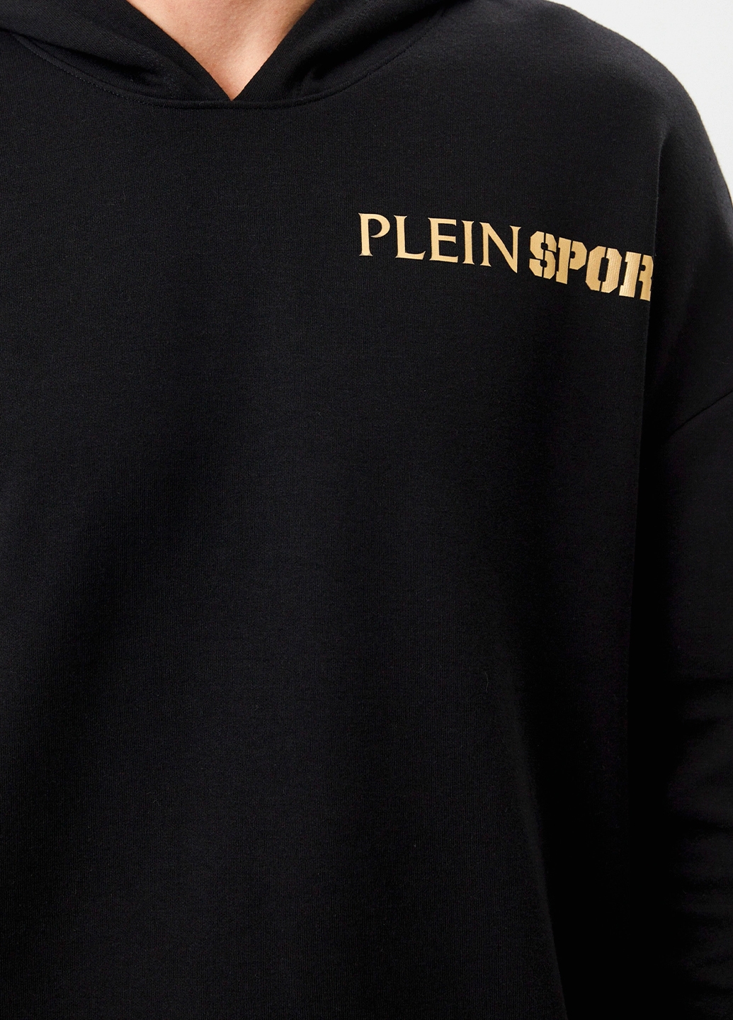 Чоловіче чорне худі із написом логотипом Plein Sport