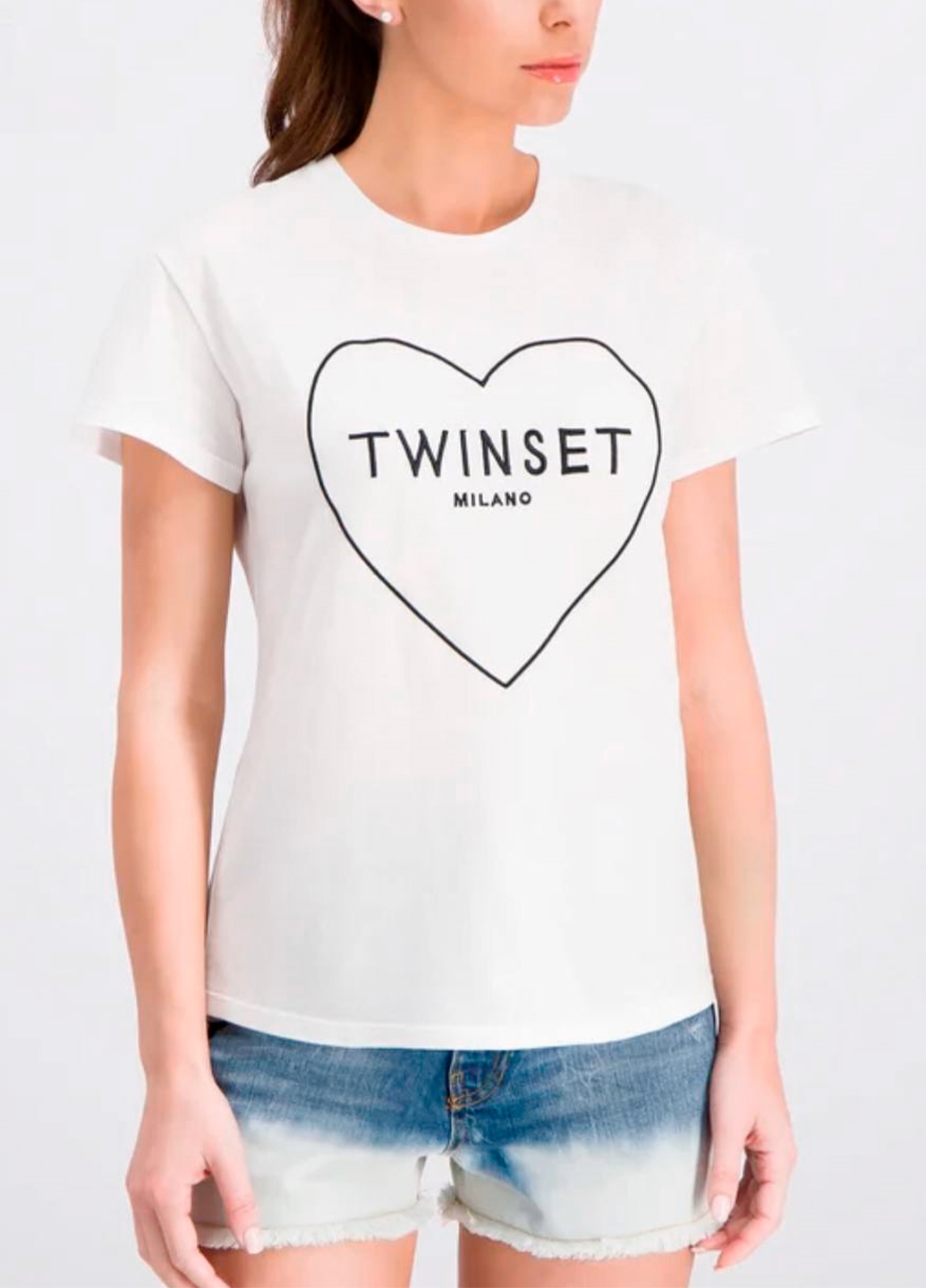 Жіноча біла футболка Twinset з написом логотипом