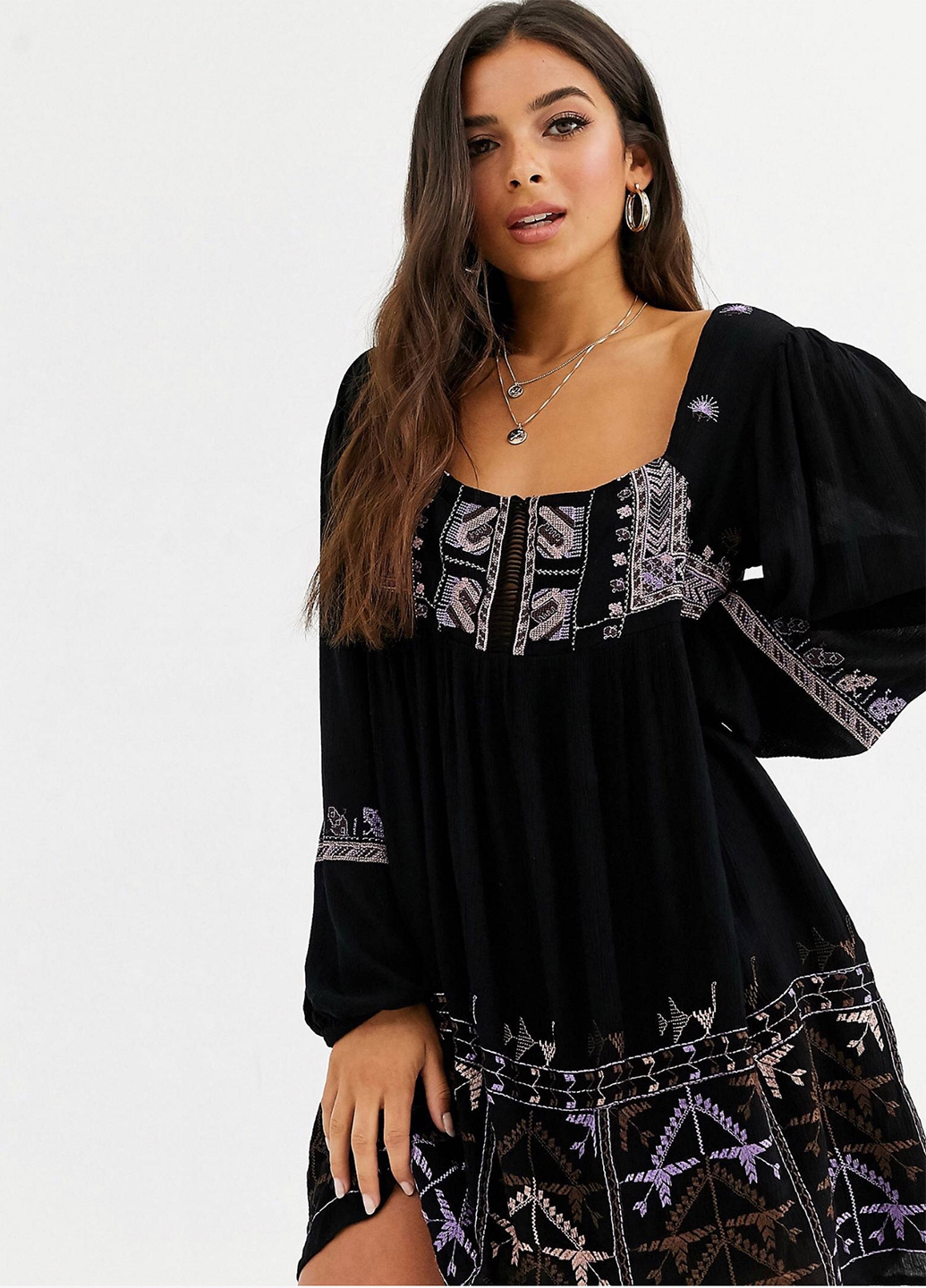 Міні сукня сарафан Free People з вишивкою