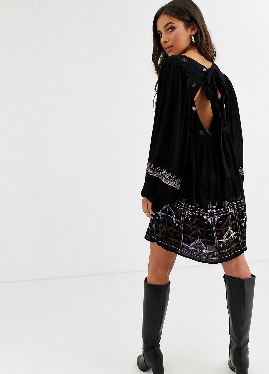 Мини платье сарафан Free People с вышивкой