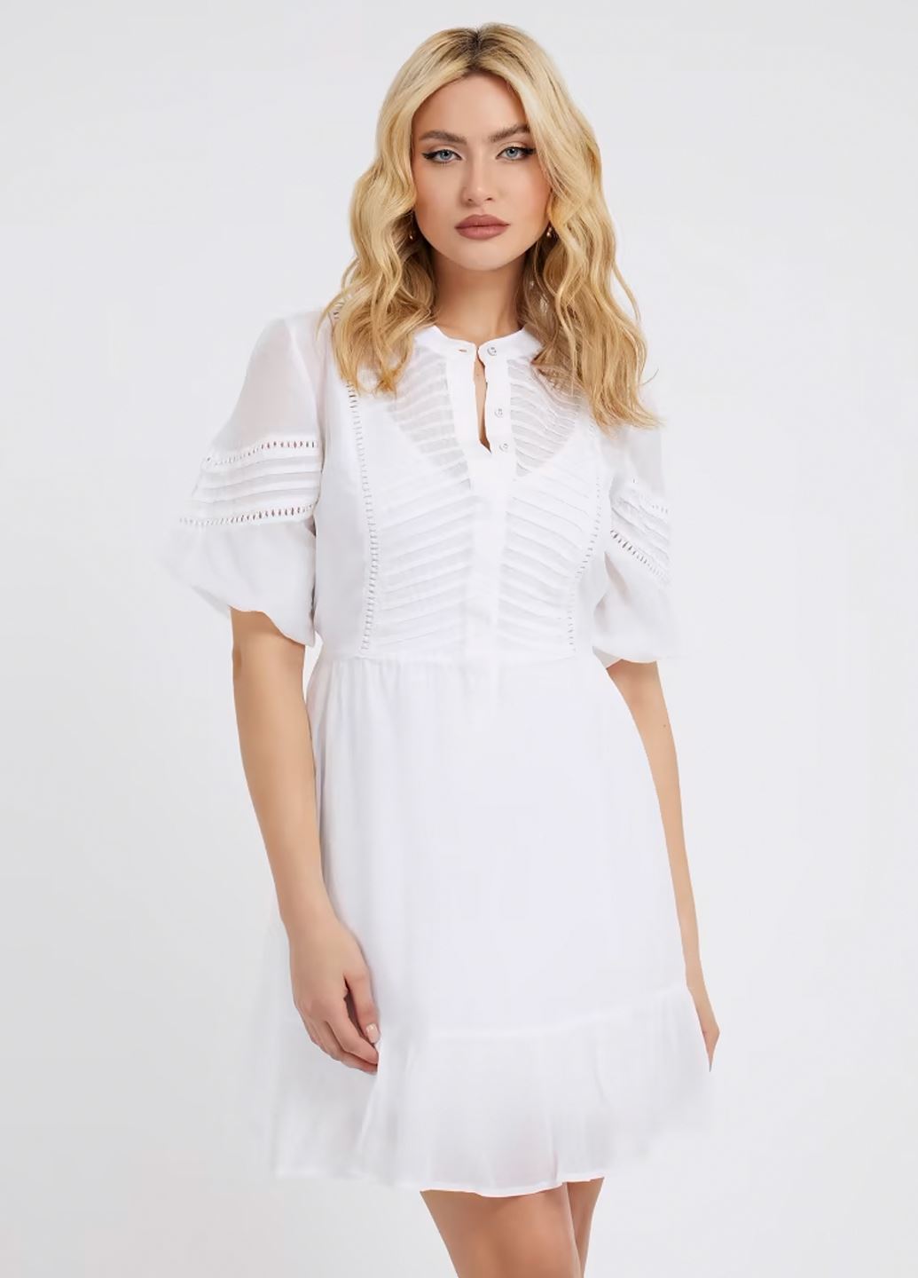 Біла шовкова міні сукня Guess